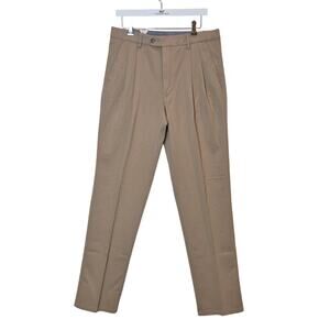 Ballin Relaxed Fit Dorchester Men Pants Size 32 Tall Khaki Pleated Pima Cotton
